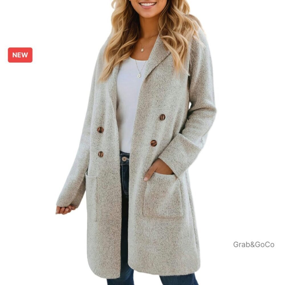 Chunky Knit Open Front Cardigan Coatigan Winter Layering Chic Oversized